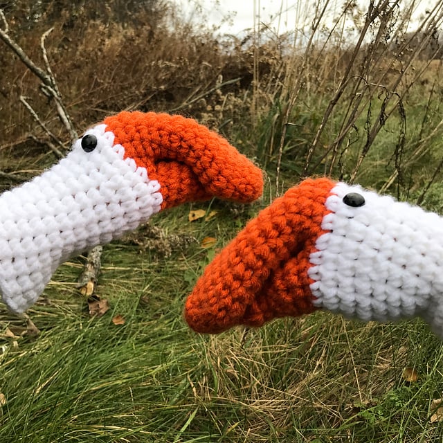 Crochet Goose Mittens