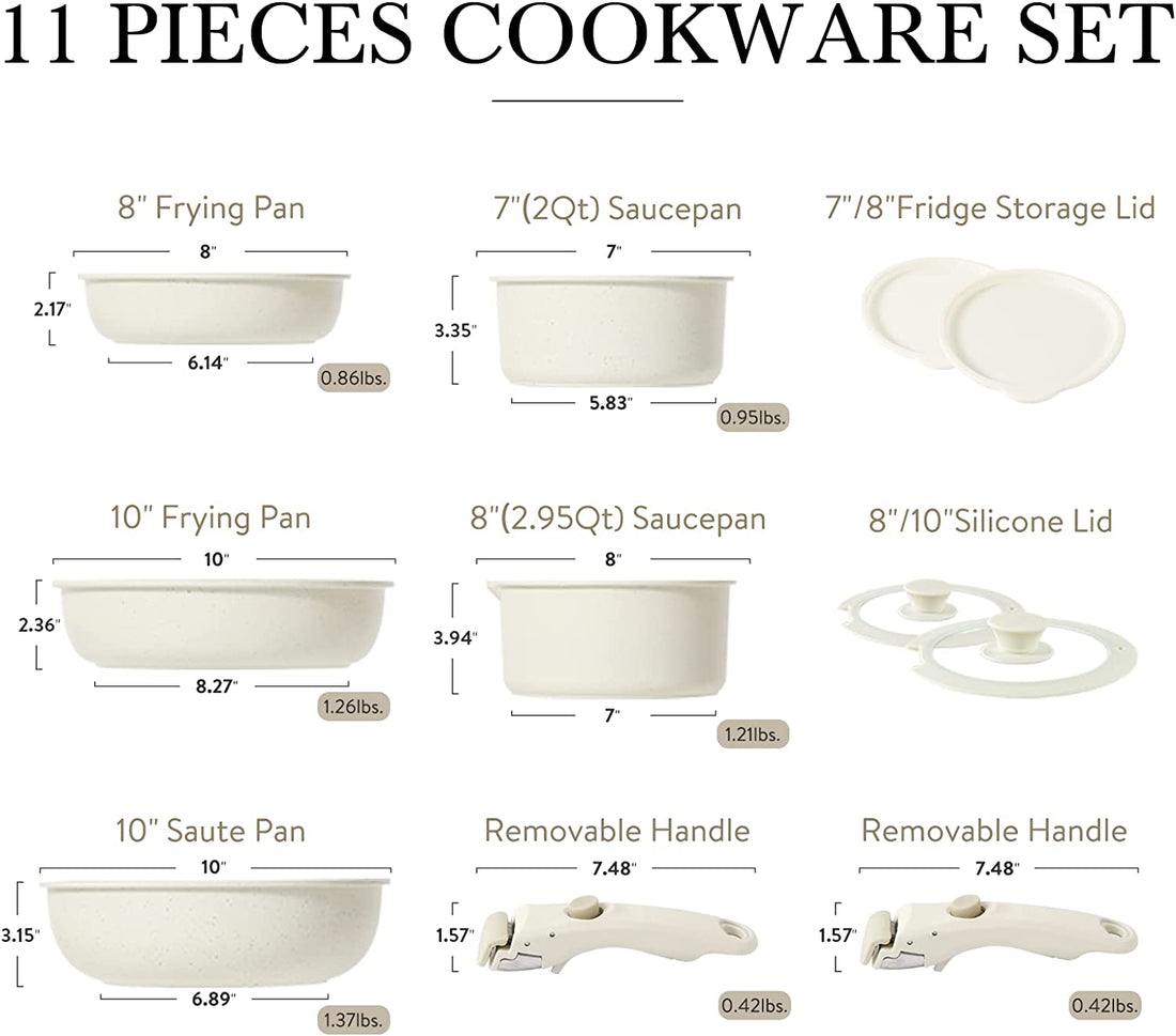 Nonstick Cookware Set Detachable Handle